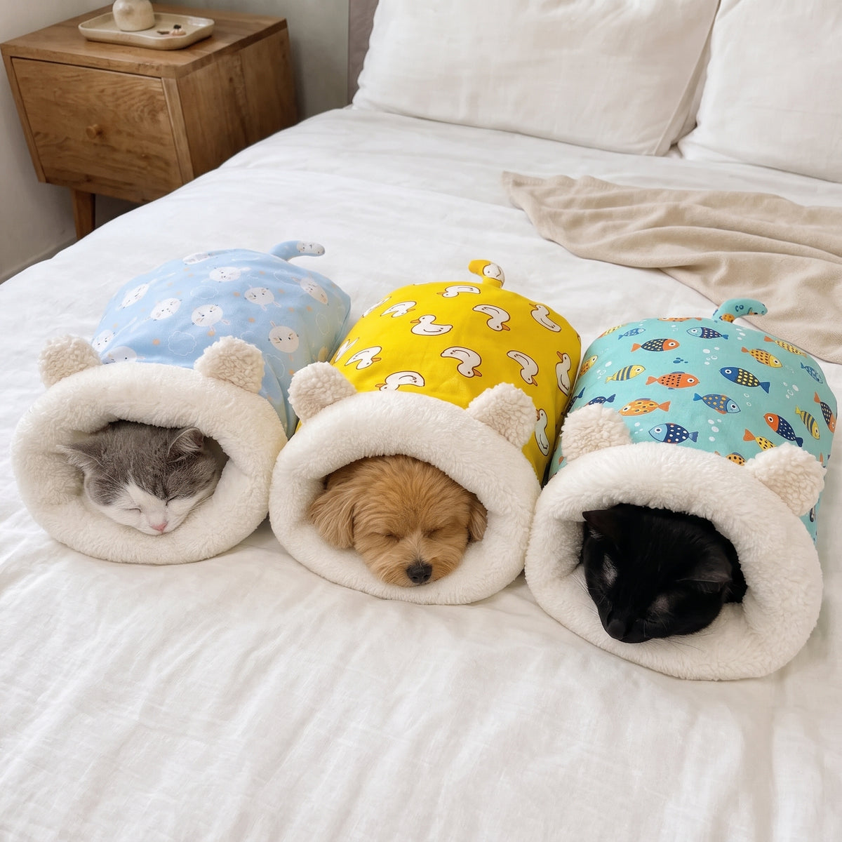 Pawccino™ Saco Abrazo – Cama Cálida para Gatos y Perros