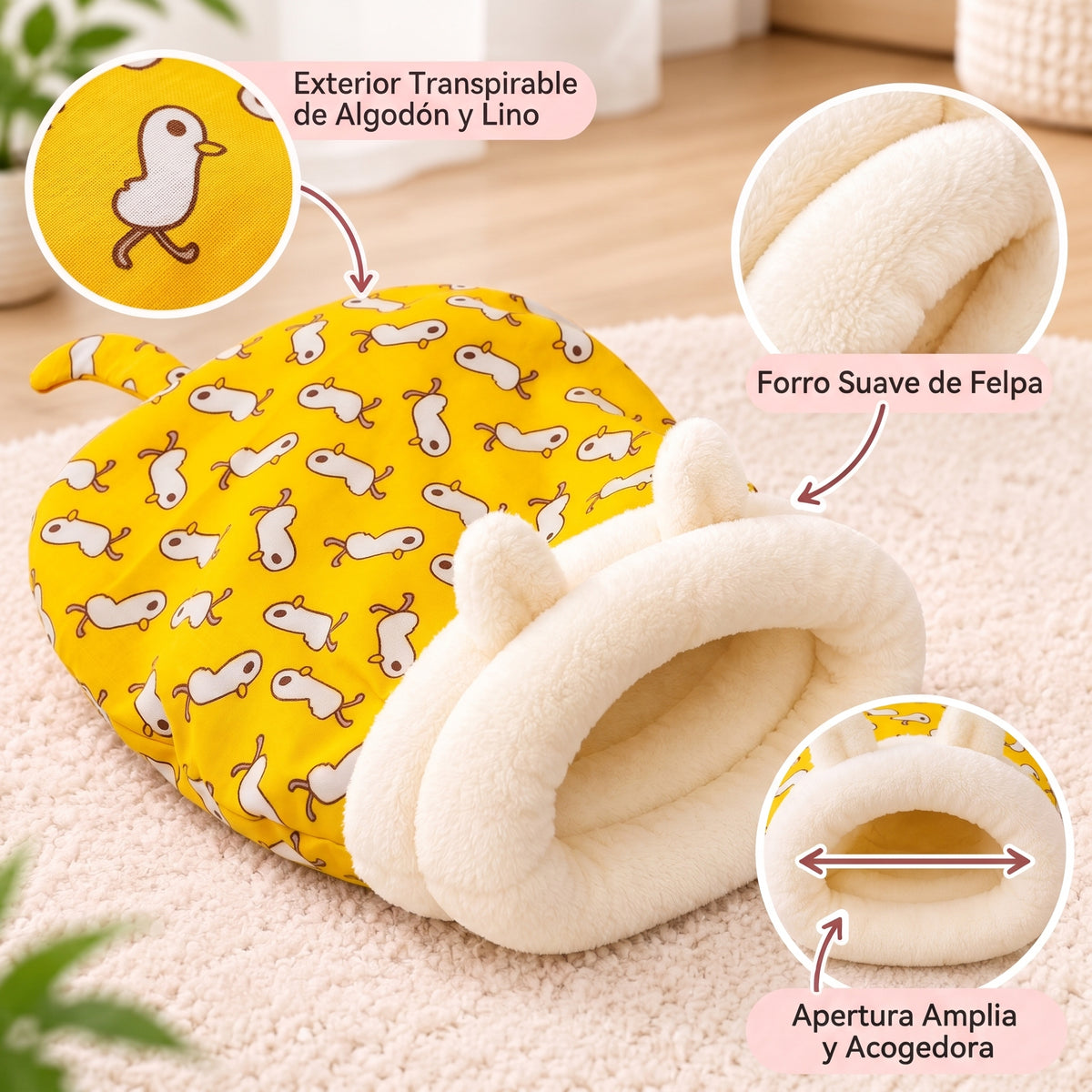 Pawccino™ Saco Abrazo – Cama Cálida para Gatos y Perros